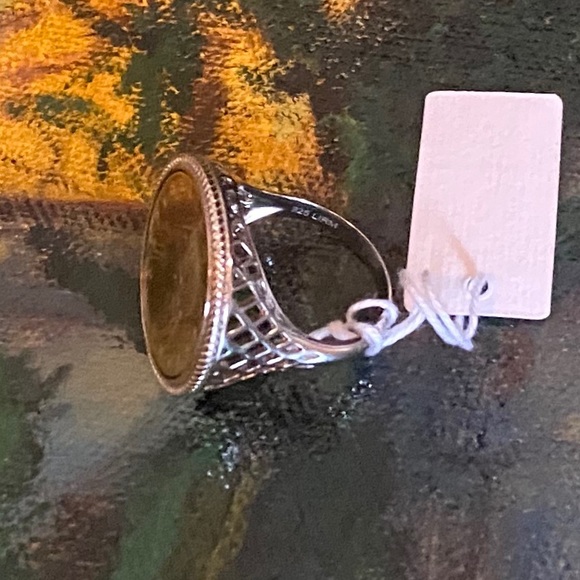 925 Sterling Silver Authentic Italian Coin Ring - Picture 5 of 10